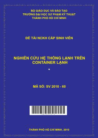 Đề tài Nghiên cứu hệ thống lạnh trên container lạnh (Phần 1)