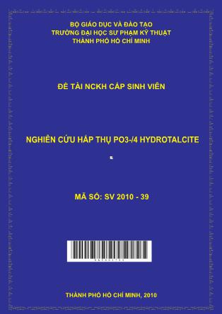 Đề tài Nghiên cứu khả năng hấp phụ PO3-/4 Bằng hydrotalcite (Phần 1)