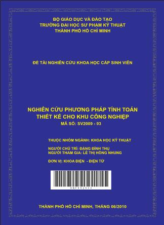 Đề tài Nghiên cứu phương pháp tính toán thiết kế cho khu công nghiệp (Phần 1)
