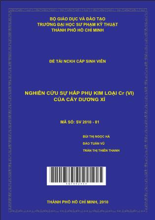 Đề tài Nghiên cứu sự hấp phụ kim loại Cr (VI) của cây dương xỉ (Phần 1)