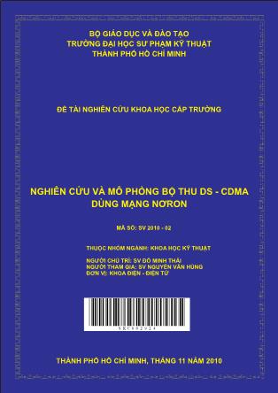 Đề tài Nghiên cứu và mô phỏng bộ thu DS - CDMA dùng mạng nơron (Phần 1)