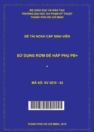 Đề tài Sử dụng rơm để hấp phụ chì Pb2+ (Phần 1)