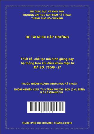 Đề tài Thiết kế, chế tạo mô hình giảng dạy hệ thống treo khí điều khiển điện tử (Phần 1)