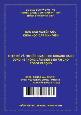 Đề tài Thiết kế và thi công mạch đo khoảng cách dùng hệ thống cảm biến siêu âm cho robot di động (Phần 1)