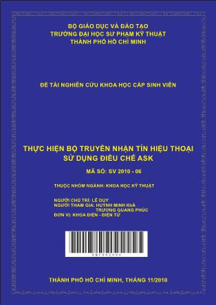 Đề tài Thực hiện bộ truyền nhận tín hiệu thoại sử dụng điều chế ASK (Phần 1)