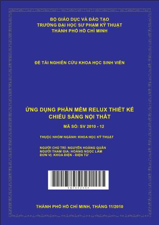 Đề tài Ứng dụng phần mềm relux thiết kế chiếu sáng nội thất (Phần 1)