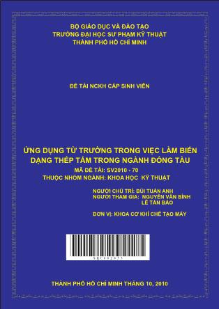 Đề tài Ứng dụng từ trường trong việc làm biến dạng thép tấm trong ngành đóng tàu (Phần 1)