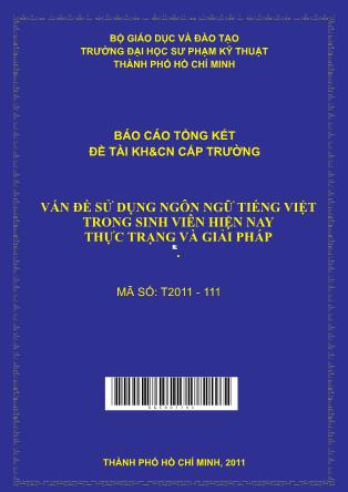 Đề tài Vấn đề sử dụng ngôn ngữ tiếng Việt trong sinh viên hiện nay thực trạng và giải pháp (Phần 1)