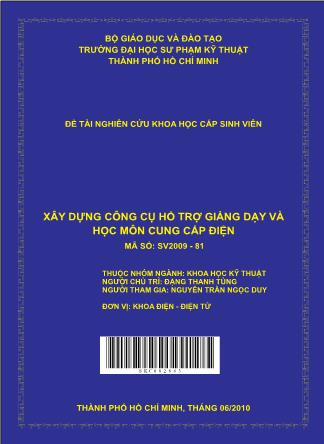 Đề tài Xây dựng công cụ hỗ trợ giảng dạy và học môn cung cấp điện (Phần 1)