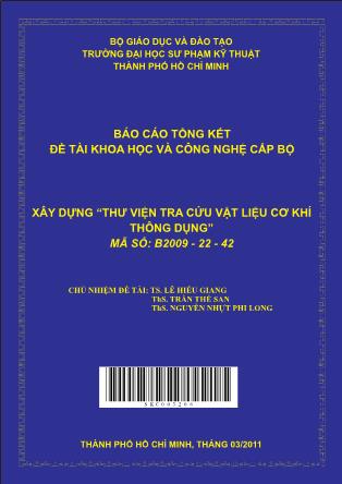 Đề tài Xây dựng “thư viện tra cứu vật liệu cơ khí thông dụng” (Phần 1)