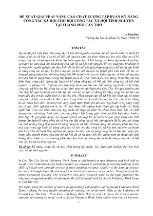 Đề xuất giải pháp nâng cao chất lượng tập huấn kỹ năng công tác xã hội cho đội công tác xã hội tình nguyện tại thành phố Cần Thơ