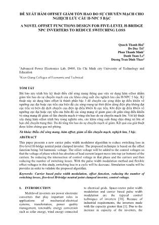 Đề xuất hàm offset giảm tổn hao do sự chuyển mạch cho nghịch lưu cầu H-NPC 5 bậc