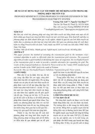 Đề xuất sử dụng mặt cắt tối thiểu để mở rộng lưới trong hệ thống điện truyền tải