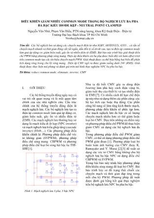 Điều khiển giảm nhiễu common mode trong bộ nghịch lưu ba pha ba bậc kiểu diode kẹp-Neutral Point Clamped