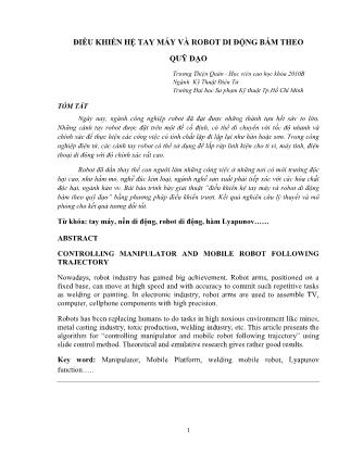 Điều khiển hệ tay máy và robot di động bám theo quỹ đạo