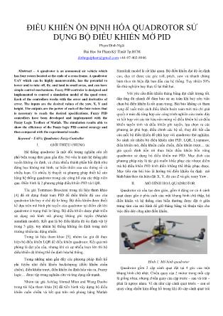 Điều khiển ổn định hóa quadrotor sử dụng bộ điều khiển mờ PID