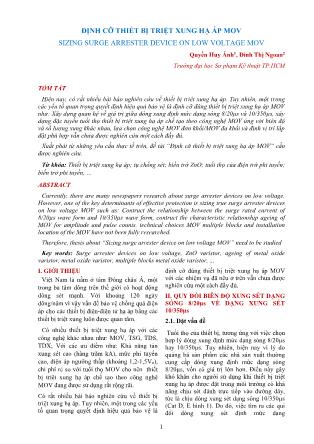 Định cỡ thiết bị triệt xung hạ áp MOV