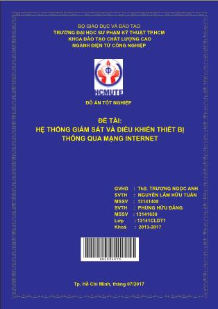 Đồ án Hệ thống giám sát và điều khiển thiết bị thông qua mạng internet (Phần 1)