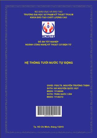 Đồ án Hệ thống tưới nước tự động (Phần 1)