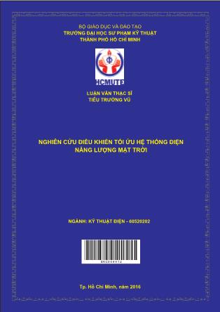 Đồ án Nghiên cứu điều khiển tối ứu hệ thống điện năng lượng mặt trời (Phần 1)