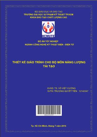 Đồ án Thiết kế giáo trình cho bộ môn năng lượng tái tạo (Phần 1)