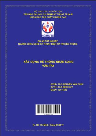 Đồ án Xây dựng hệ thống nhận dạng vân tay (Phần 1)