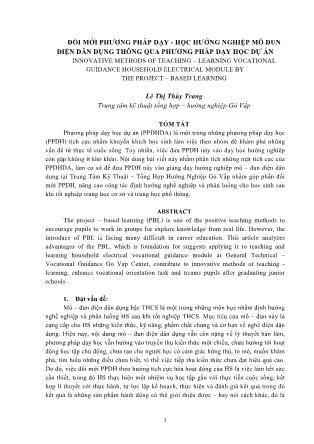 Đổi mới phương pháp dạy-Học hướng nghiệp mô đun điện dân dụng thông qua phương pháp dạy học dự án