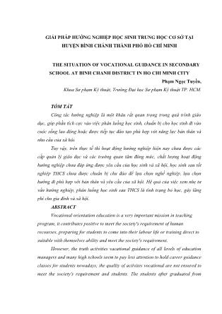 Giải pháp hướng nghiệp học sinh trung học cơ sở tại huyện Bình Chánh thành phố Hồ Chí Minh