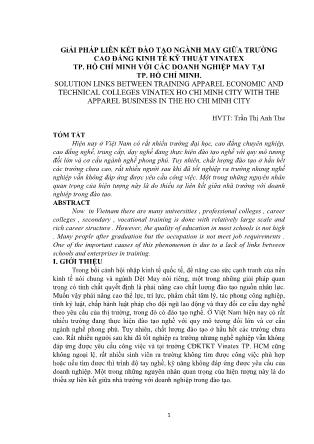 Giải pháp liên kết đào tạo ngành may giữa trường Cao đẳng Kinh tế Kỹ thuật Vinatex Tp. Hồ Chí Minh với các doanh nghiệp may tại Tp. Hồ Chí Minh
