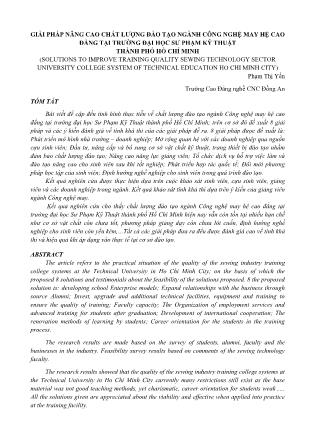 Giải pháp nâng cao chất lượng đào tạo ngành Công nghệ may hệ cao đẳng tại trường Đại học Sư phạm Kỹ thuật thành phố Hồ Chí Minh