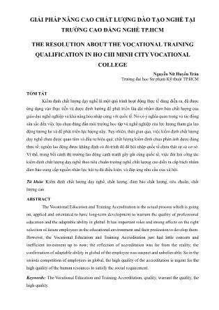 Giải pháp nâng cao chất lượng đào tạo nghề tại trường Cao đẳng nghề TP.HCM