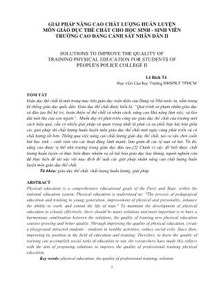 Giải pháp nâng cao chất lượng huấn luyện môn giáo dục thể chất cho học sinh - sinh viên trường Cao đẳng Cảnh sát Nhân dân II