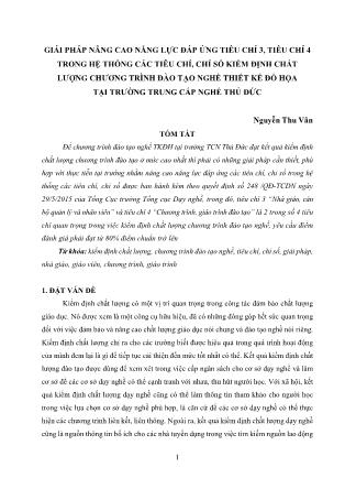 Giái pháp nâng cao năng lực đáp ứng tiêu chí 3, tiêu chí 4 trong hệ thống các tiêu chí, chỉ số kiểm định chất lượng chương trình đào tạo nghề thiết kế đồ họa tại trường Trung cấp nghề Thủ Đức