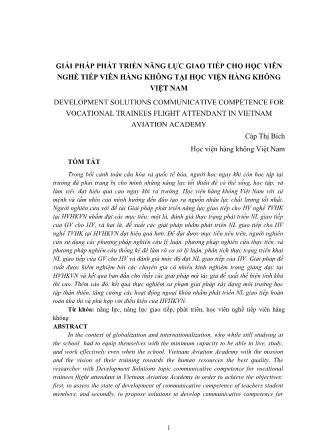 Giải pháp phát triển năng lực giao tiếp cho học viên nghề Tiếp viên hàng không tại Học viện Hàng không Việt Nam