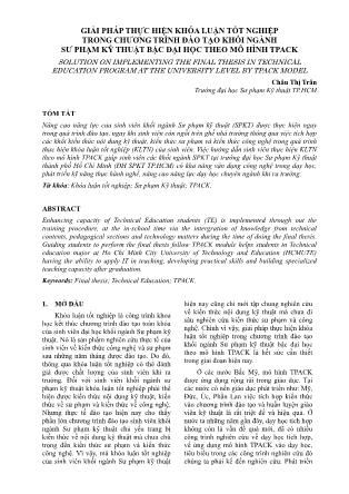 Giải pháp thực hiện khóa luận tốt nghiệp trong chương trình đào tạo khối ngành sư phạm kỹ thuật bậc đại học theo mô hình Tpack