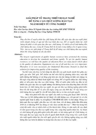 Giải pháp về trang thiết bị dạy nghề để nâng cao chất lượng đào tạo ngành điện tử công nghiệp