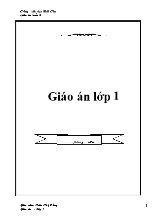 Giáo án lớp 1 - Trần Thị Hằng