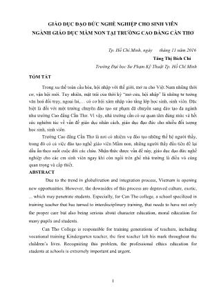 Giáo dục đạo đức nghề nghiệp cho sinh viên ngành Giáo dục mầm non tại trường Cao đẳng Cần Thơ
