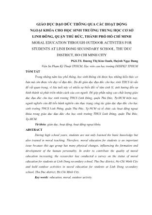 Giáo dục đạo đức thông qua các hoạt động ngoại khóa cho học sinh trường Trung học Cơ sở Linh Đông, quận Thủ Đức, Thành phố Hồ Chí Minh