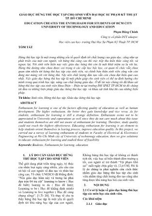 Giáo dục hứng thú học tập cho sinh viên Đại học Sư phạm Kỹ thuật thành phố Hồ Chí Minh