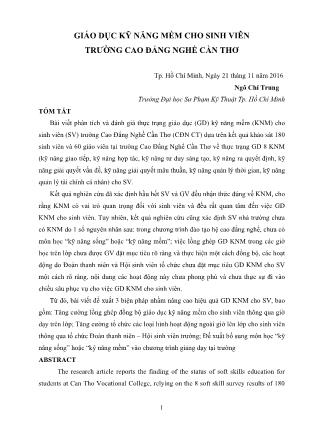 Giáo dục kỹ năng mềm cho sinh viên trường Cao đẳng nghề Cần Thơ