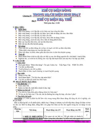 Giáo trình Điện dân dụng - Bài 9: Khí cụ điện hạ thế