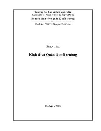 Giáo trình Kinh tế và Quản lý môi trường