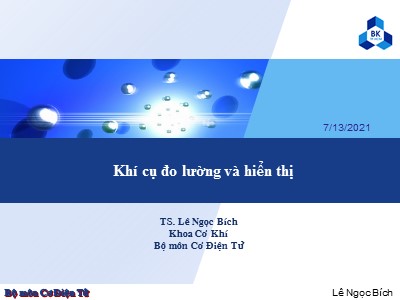 Khí cụ đo lường và hiển thị - TS. Lê Ngọc Bích