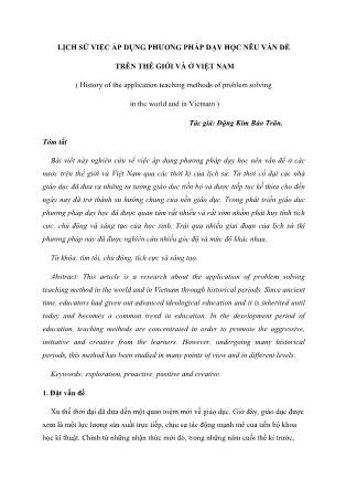 Lịch sử việc áp dụng phương pháp dạy học nêu vấn đề trên thế giới và ở Việt Nam
