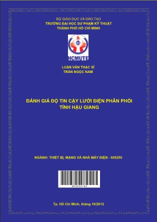 Luận văn Đánh giá độ tin cậy lưới điện phân phối tỉnh Hậu Giang (Phần 1)