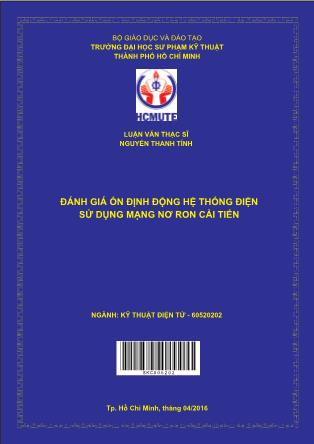 Luận văn Đánh giá ổn định động hệ thống điện sử dụng mạng nơ ron cải tiến (Phần 1)