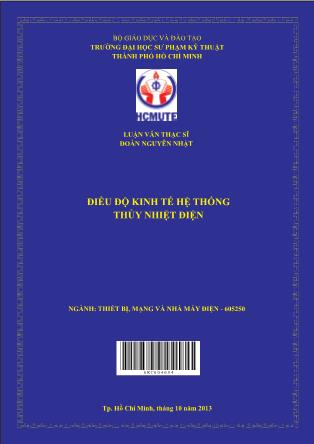 Luận văn Điều độ kinh tế hệ thống thủy nhiệt điện (Phần 1)