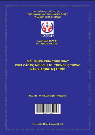 Luận văn Điều khiển chia công suất giữa các bộ nghịch lưu trong hệ thống năng lượng mặt trời (Phần 1)
