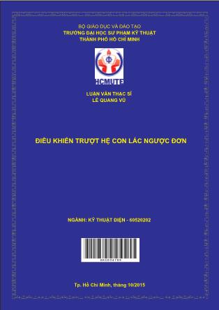 Luận văn Điều khiển trượt hệ con lắc ngược đơn (Phần 1)